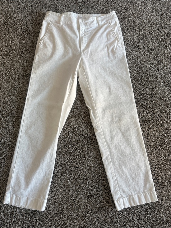 LOFT Pants - White Cotton Straight-Leg Ankle Pants